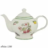 109-090 Чайник 1100мл ФРУКТОВЫЙ САД в под.уп.(х12)Фарфор